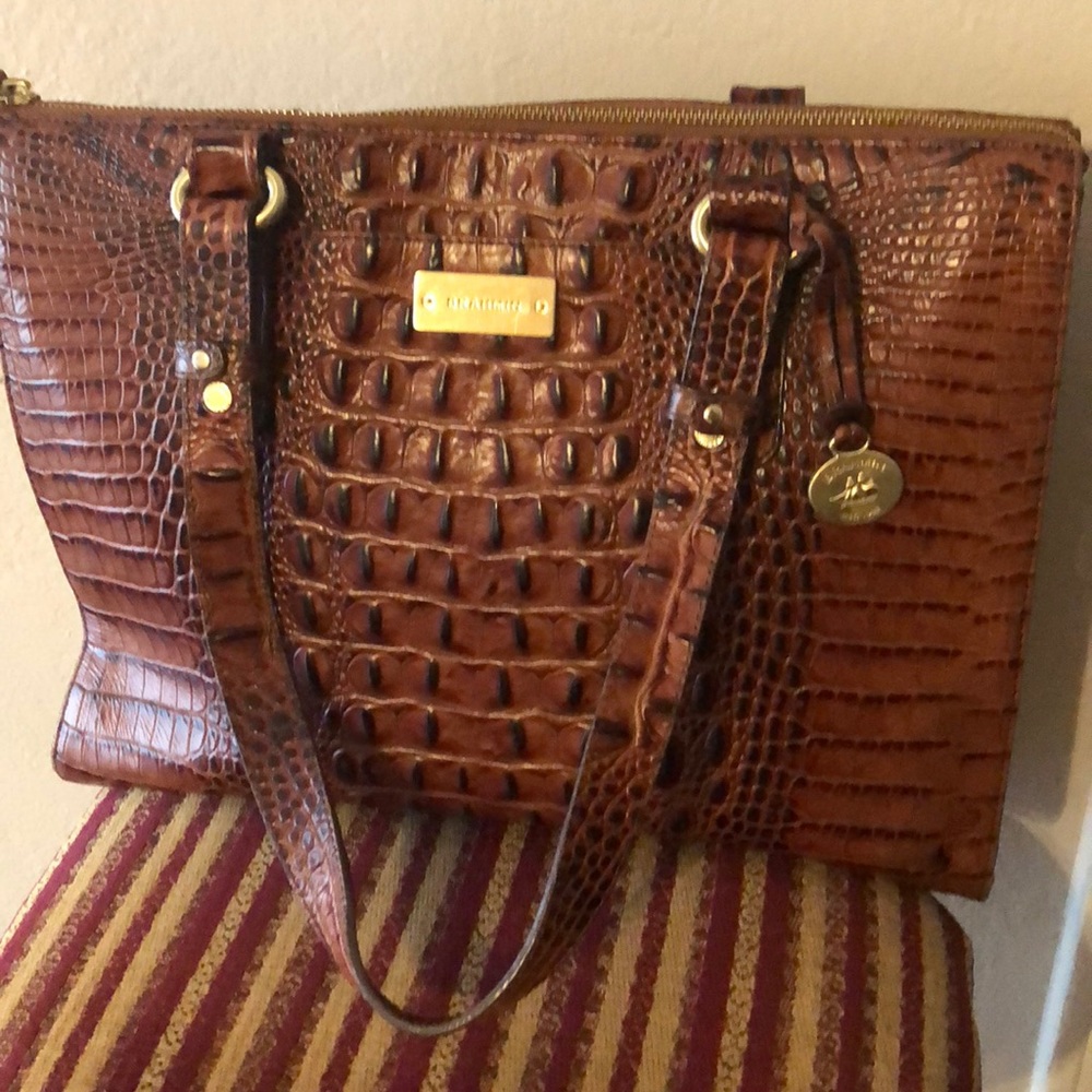 EUC croc-embossed Brahmin Anywhere Tote